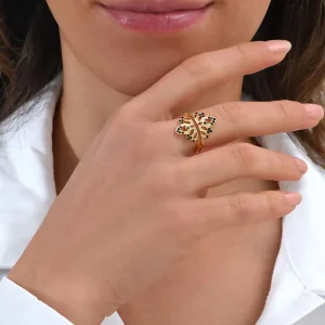 Siloé Bague couronne doré (zircon noir) Best