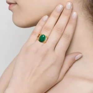 Viadoli Bague double pierre ovale (malachite) New