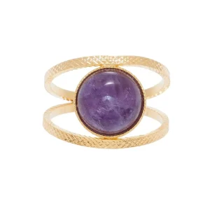 Viadoli Bague double pierre ronde (améthyste) Discount