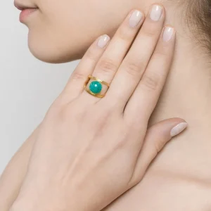 Viadoli Bague double pierre ronde (amazonite) New