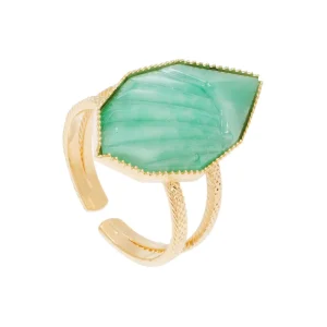 Viadoli Bague graphique pierre turquoise (plaqué or) Fashion