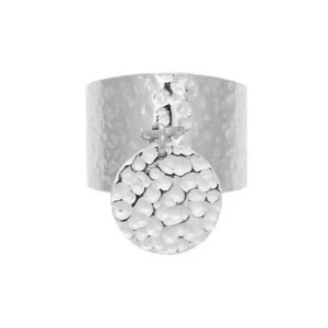 Siloé Bague pendentif martelée (acier) New