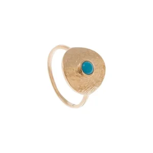 By Jollia Bague ronde martelée et turquoise (plaqué or) New