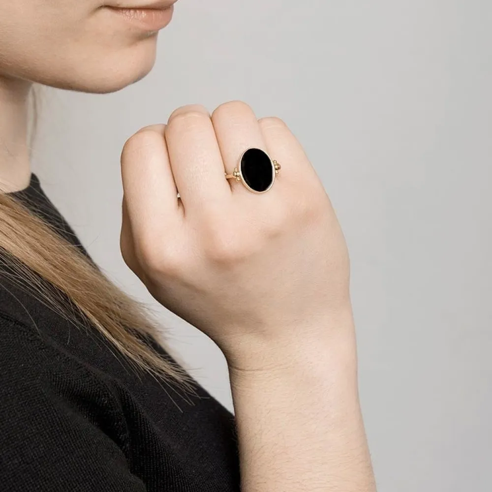 bague_rversible_noire_mai_2.webp By Jollia Bague réversible noire émaillée à graver (plaqué or) Sale