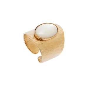 Viadoli Bague texturée XXL nacre (plaqué or) New