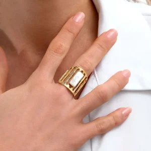 Siloé Bague XXL pierre (ivoire) Sale