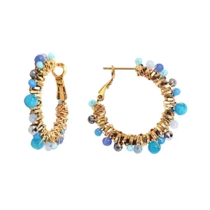 Siloé Boucles créoles perlées bleu azur Discount