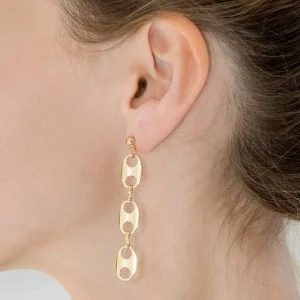 Viadoli Boucles d'oreilles maillons grains de café (doré) New