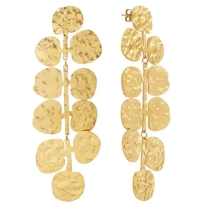 Siloé Boucles d'oreilles martelées pendantes (doré) Hot