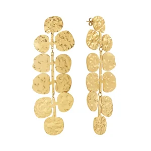 Siloé Boucles d'oreilles martelées pendantes (doré) Hot