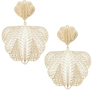 Siloé Boucles d'oreilles papillon ajouré (doré) New