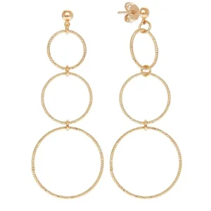 By Jollia Boucles d'oreilles triples anneaux pendantes (plaqué or) Clearance