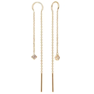 By Jollia Boucles fines pendantes losange et zircon (plaqué or) Online