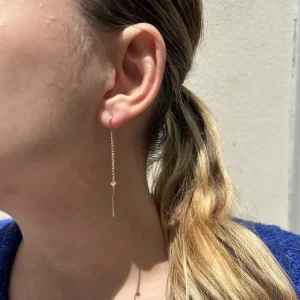 By Jollia Boucles fines pendantes losange et zircon (plaqué or) Online