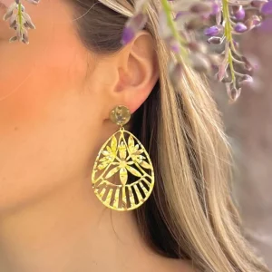 Siloé Boucles Gouttes ajourées et martelées (doré) Best