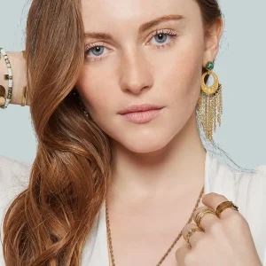 Siloé Boucles longues chaînes et pierres (turquoise africaine) Best