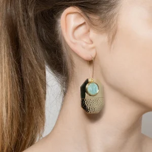 Viadoli Boucles pendantes ethniques pierre (amazonite) Fashion