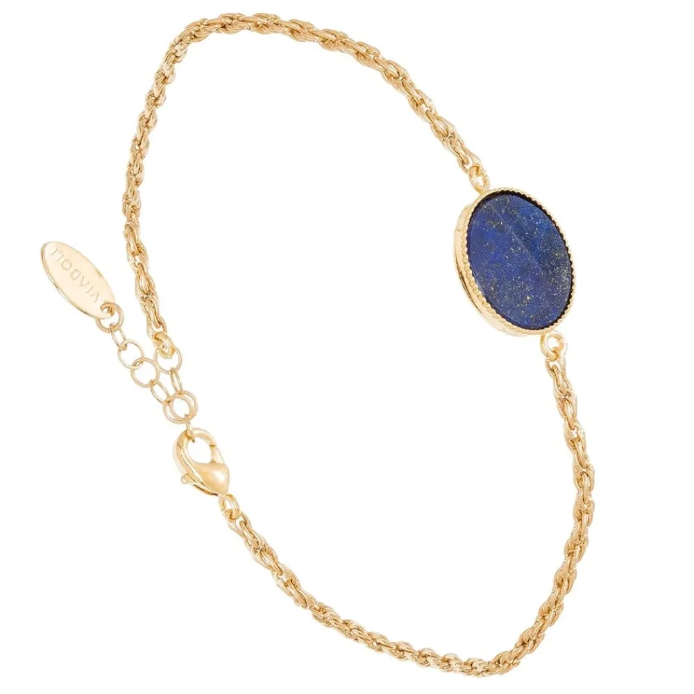 bracelet_chane_pierre_pla_0.webp Viadoli Bracelet chaîne pierre plate (lapis) Outlet