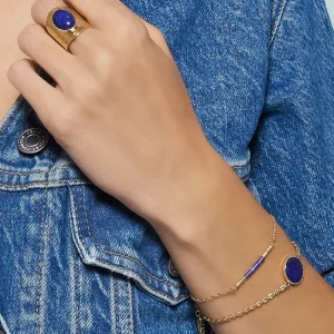 Viadoli Bracelet chaîne pierre plate (lapis) Outlet