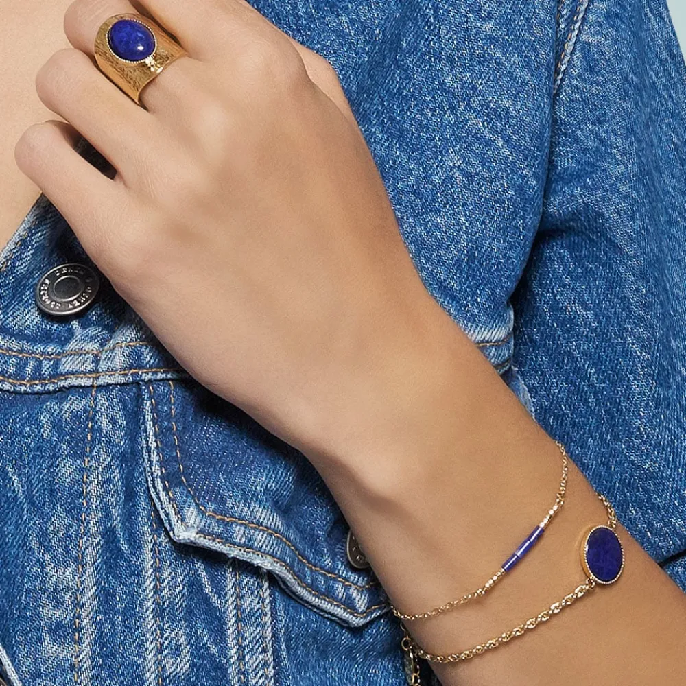 bracelet_chane_pierre_pla_1.webp Viadoli Bracelet chaîne pierre plate (lapis) Outlet