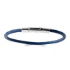 By Jollia Bracelet homme bleu marine cuir et acier torsadé New