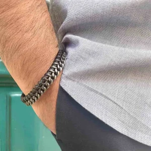 By Jollia Bracelet homme cuir noir épais Online