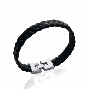 By Jollia Bracelet homme cuir tressé noir Sale