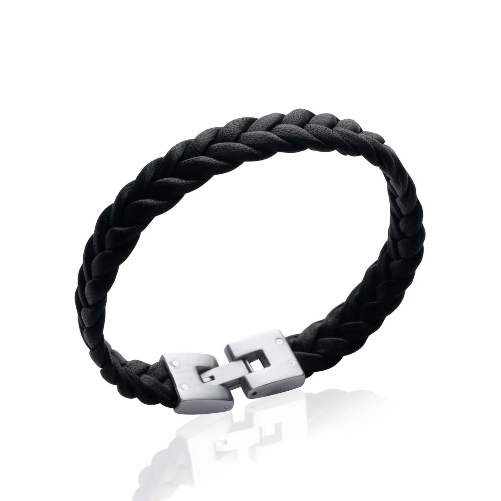 bracelet_homme_cuir_tress_0-2.webp By Jollia Bracelet homme cuir tressé noir Sale