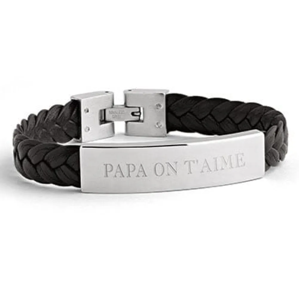bracelet_homme_cuir_tress_0.webp By Jollia Bracelet homme cuir tressé noir personnalisable Outlet
