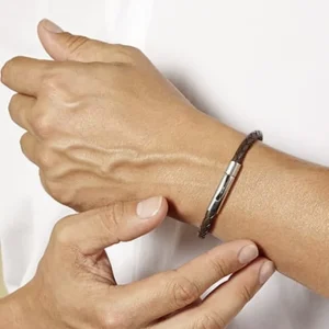 By Jollia Bracelet Homme cuir tressé chocolat Best