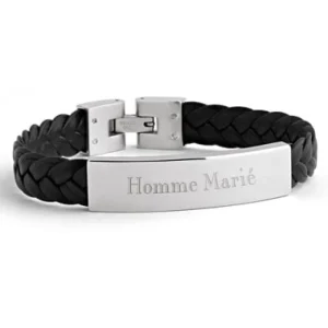 By Jollia Bracelet homme cuir tressé noir personnalisable Outlet
