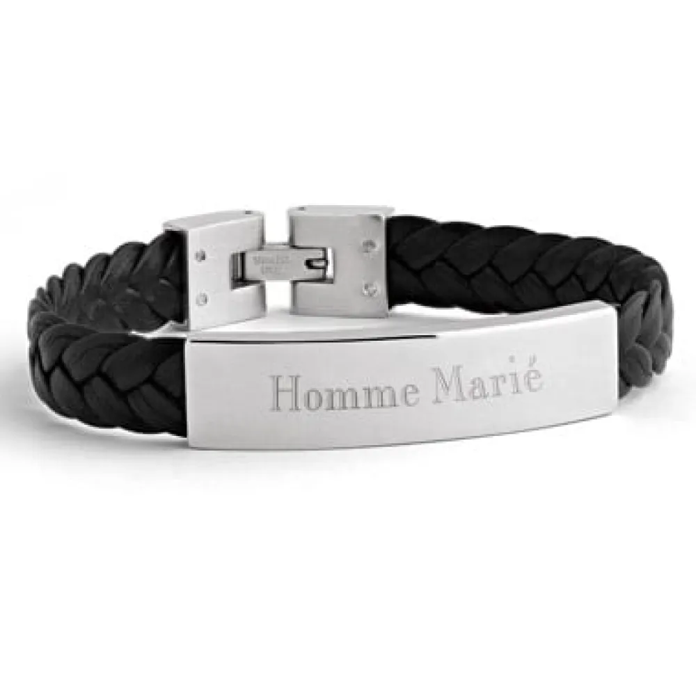 bracelet_homme_cuir_tress_2.webp By Jollia Bracelet homme cuir tressé noir personnalisable Outlet