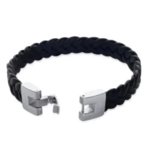 By Jollia Bracelet homme cuir tressé noir personnalisable Outlet