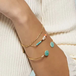 Viadoli Bracelet jonc pierre plate (amazonite) Online