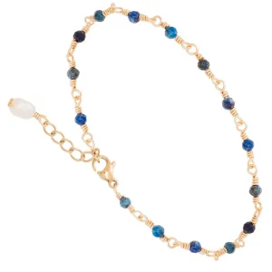 Siloé Bracelet perles fines lapis lazuli (doré) Fashion