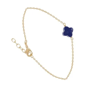 By Jollia Bracelet trèfle bleu électrique (plaqué or) Sale