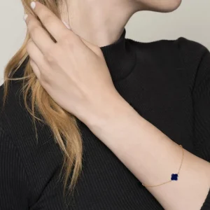 By Jollia Bracelet trèfle bleu électrique (plaqué or) Sale