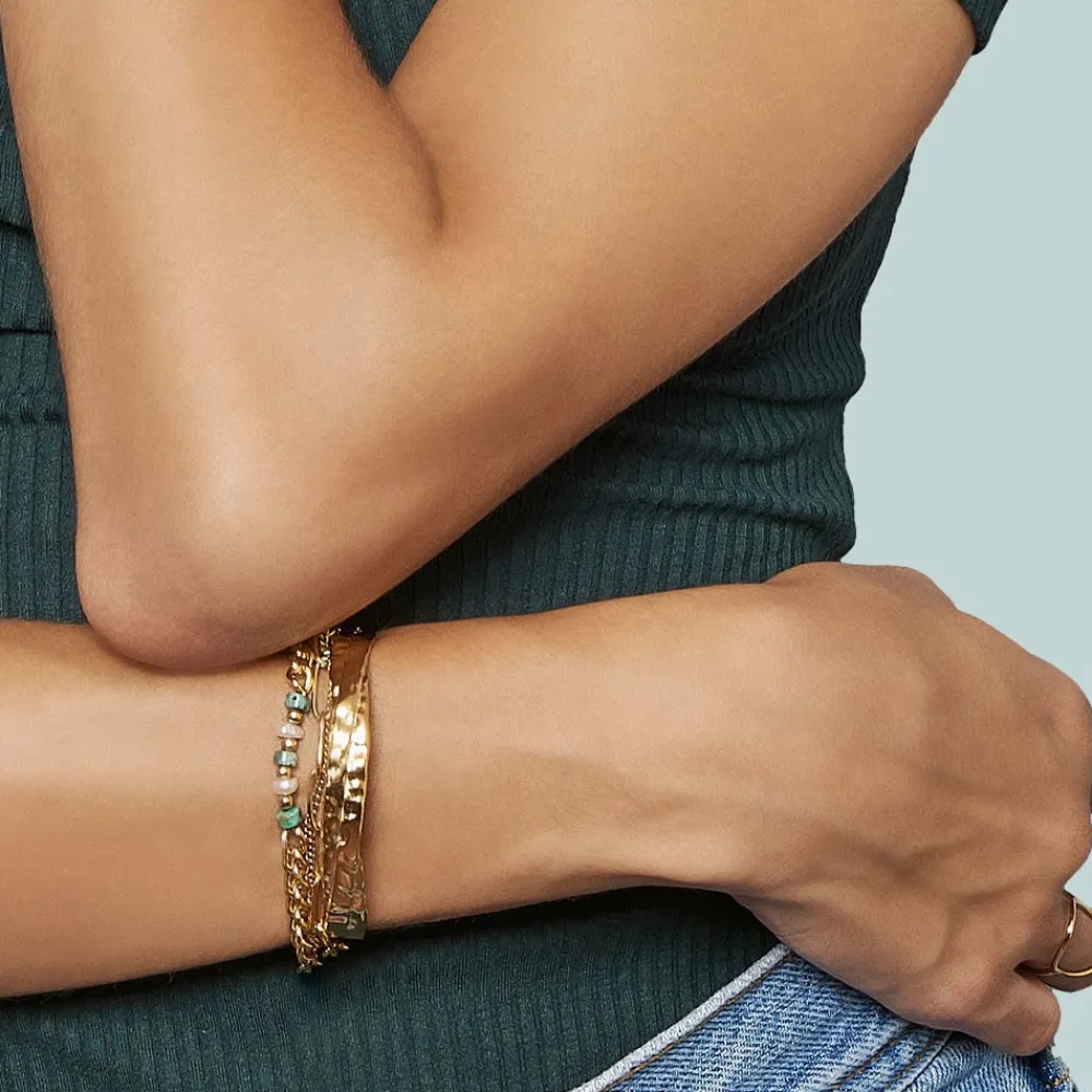 bracelet_trois_rangs_mail_1.webp Siloé Bracelet trois rangs maillons et pierres (turquoise/nacre) Fashion