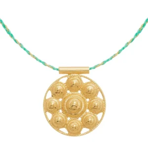 Viadoli Collier cordon tressé médaille escargot (doré) Clearance