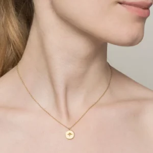 Siloé Collier mini médaille étoile zircons (doré) New