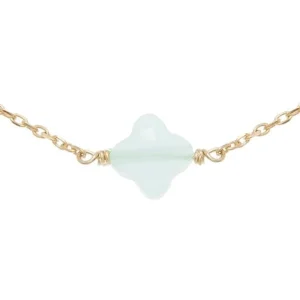 By Jollia Collier mini trèfle facetté aqua (plaqué or) Discount