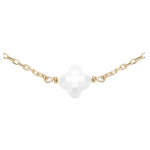 By Jollia Collier mini trèfle facetté blanc (plaqué or) Outlet