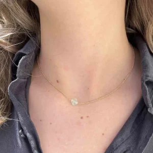 By Jollia Collier mini trèfle facetté aqua (plaqué or) Discount