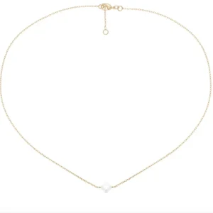 By Jollia Collier mini trèfle facetté blanc (plaqué or) Outlet