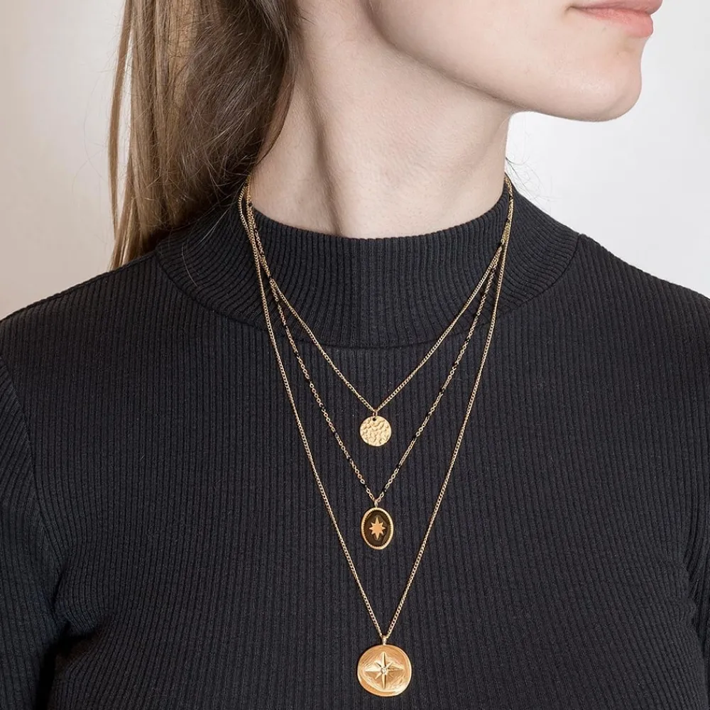 collier_multirangs_noir_t_1.webp Siloé Collier multirangs noir étoiles et médaille Fashion