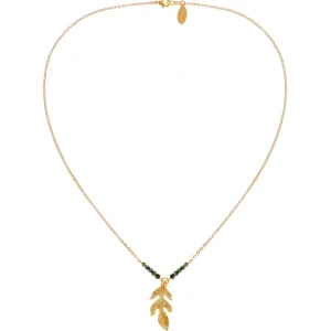 Viadoli Collier pendentif feuille et pierre (jaspe) Discount