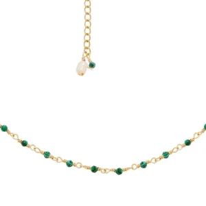 Siloé Collier perles fines malachite (doré) Outlet