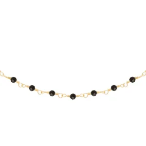 Siloé Collier perles fines noires (acier doré) New