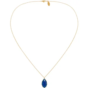 Viadoli Collier pierre bleue ovale (doré) Clearance