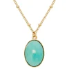 Viadoli Collier pierre ovale amazonite (doré) Outlet